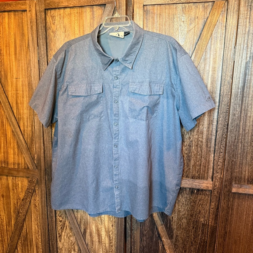 Men's Charcoal Casual Button Down Shirt - BIG & TALL